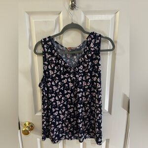 SJS Black and Pink Floral Tank Top Blouse 
Size: